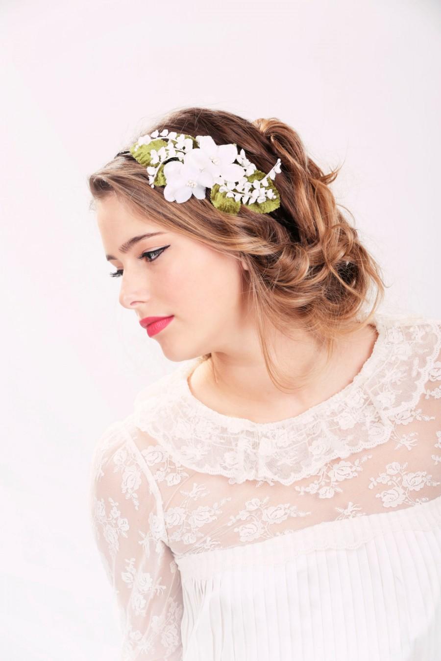 Свадьба - wedding headband, bridal hair, wedding hair accessory, white flower headband