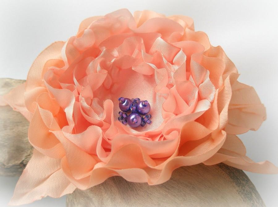 Hochzeit - Light Peach Flower Pin Or Hair Clip