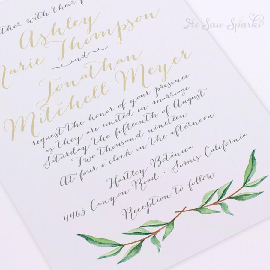 Wedding - Printable Wedding invitation - Watercolor, branch, DIY, calligraphy