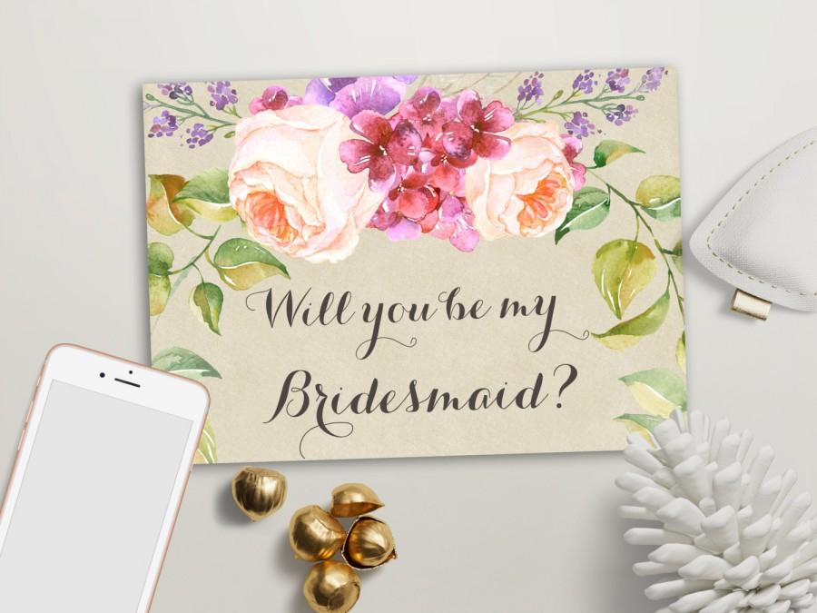 زفاف - Will you be my Bridesmaid card Printable, Maid of Honor & Matron of Honor card, Peony Floral Bridesmaid Cards, Printable Bridesmaid Card