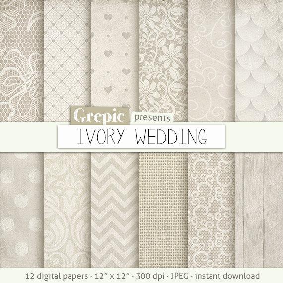 Mariage - Wedding digital paper: "IVORY WEDDING" romantic ivory wedding bridal patterns for wedding invites, save the date cards, scrapbooking