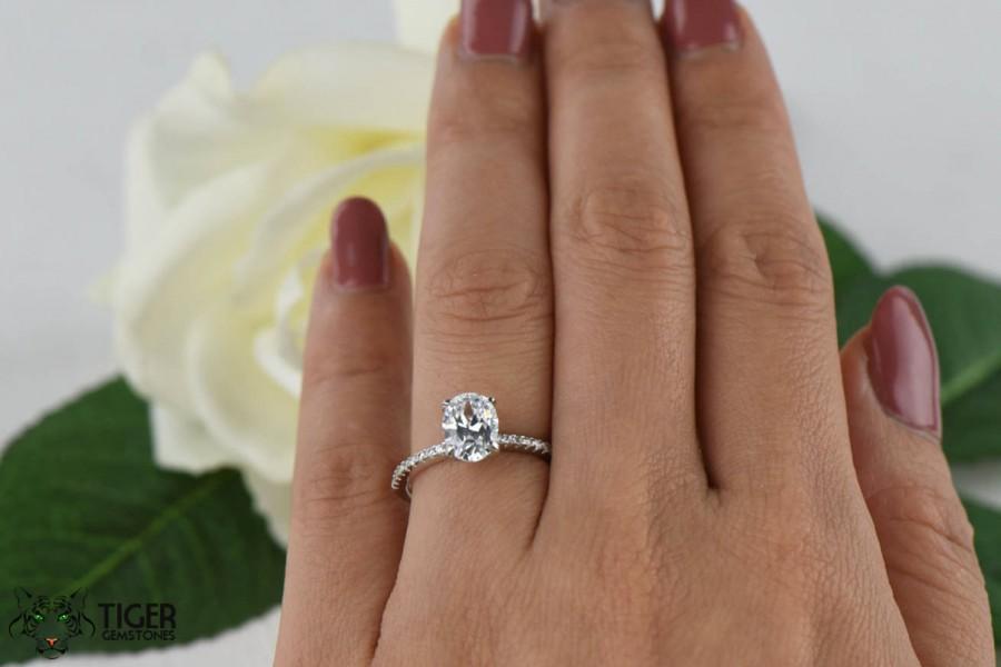 Wedding - 1.25 Carat Oval, Accented Solitaire Wedding Ring, Half Eternity Bridal Ring, Man Made Diamond Simulants, Engagement Ring, Sterling Silver