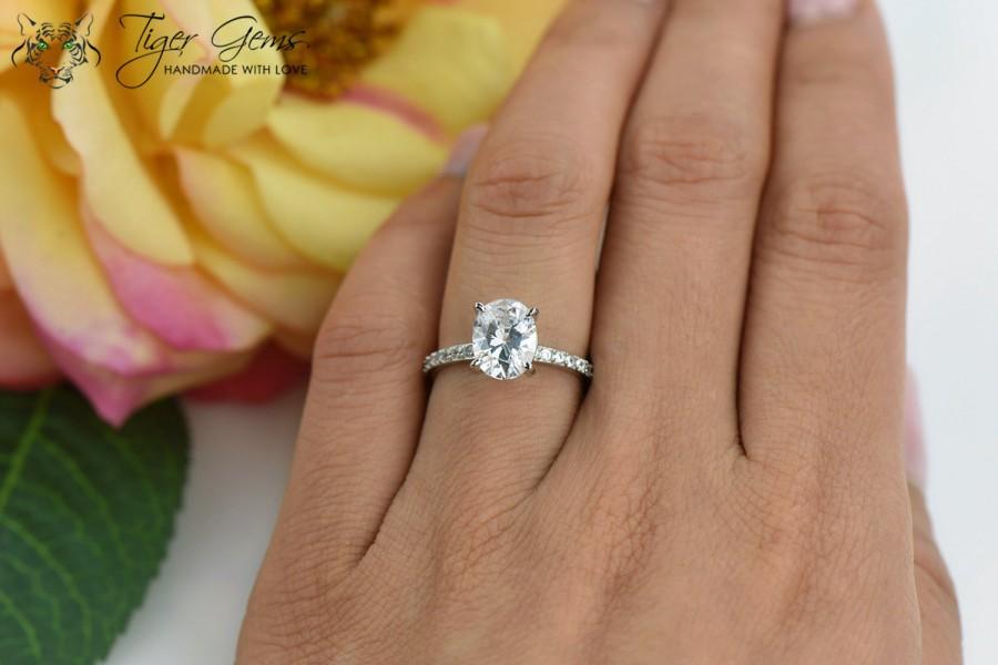 زفاف - 2 carat, Oval Solitaire Ring, Blake Engagement Ring, Half Eternity Band, Bridal Wedding Ring, Man Made Diamond Simulants, Sterling Silver