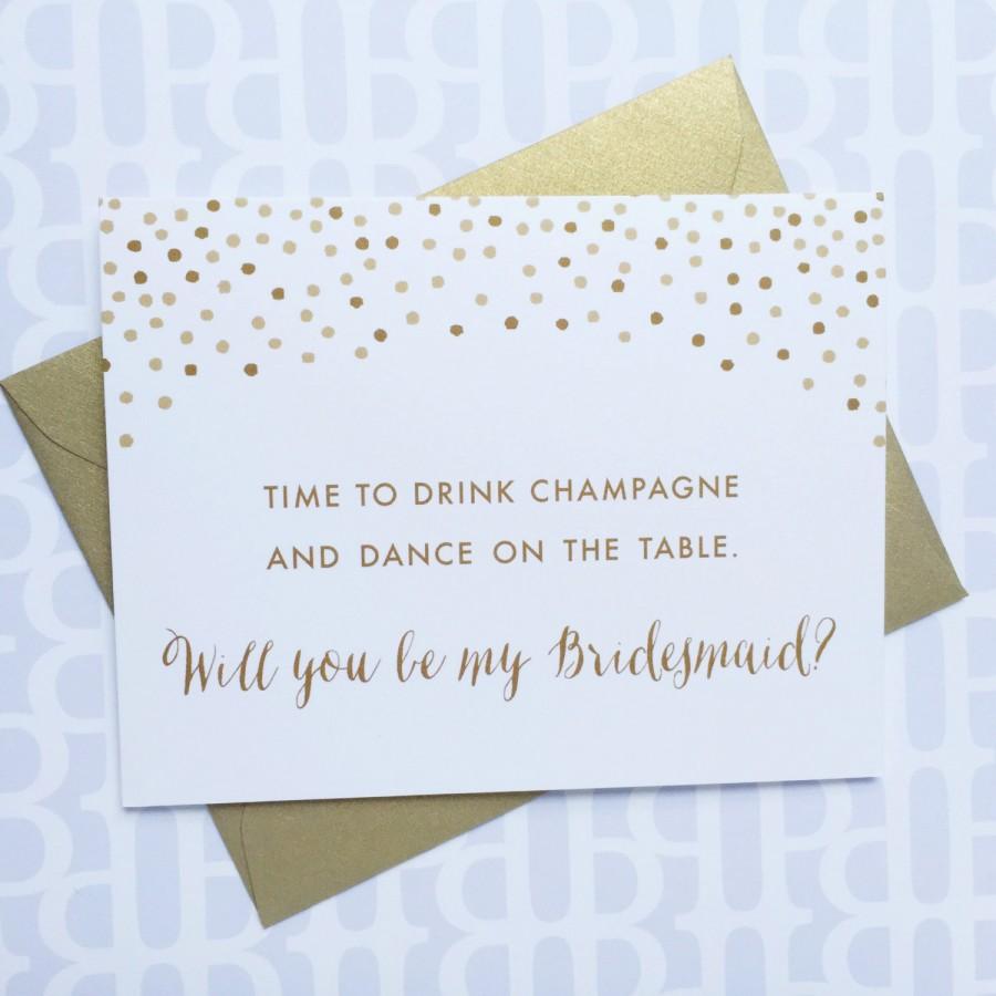 Hochzeit - SNG Champagne Confetti - Will You Be My Card, Cards to Ask Bridal Party, Wedding Party Card- Bridesmaid, Maid of Honor