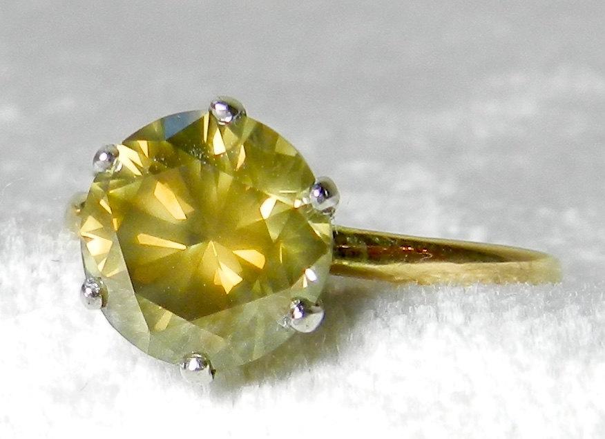 Свадьба - Tiffany Engagement Ring 2.5 Ct Signed Genuine Tiffany Yellow Diamond Unique Engagement 18K Gold Platinum Prong 1915 Six Prong Tiffany Ring