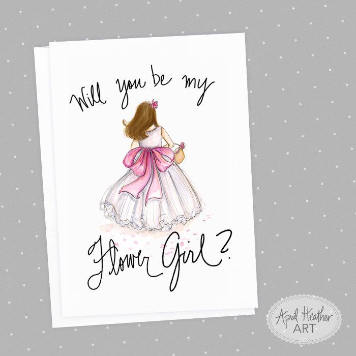 Mariage - Flower Girl PDF invitation Instant Download Will you be my Flower Girl? Card/ Invite