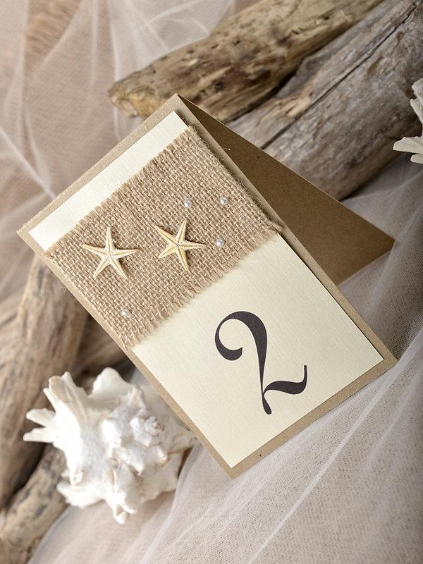 Mariage - Beach Rustic Wedding Table Number, Beach Table Numbers for Wedding (5), Sarfish Table Numbers, 