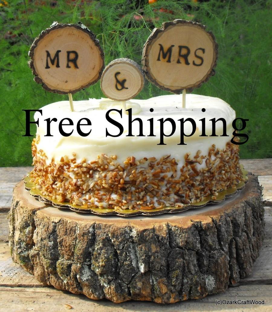 Свадьба - Rustic Fall Wedding Cake Topper FREE SHIPPING/ Wedding  Cake Decorations / Rustic Decorations/ Woodland Wedding