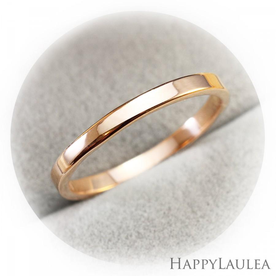 Mariage - 14K Solid Gold Simple Wedding Band (2mm width, Flat style)