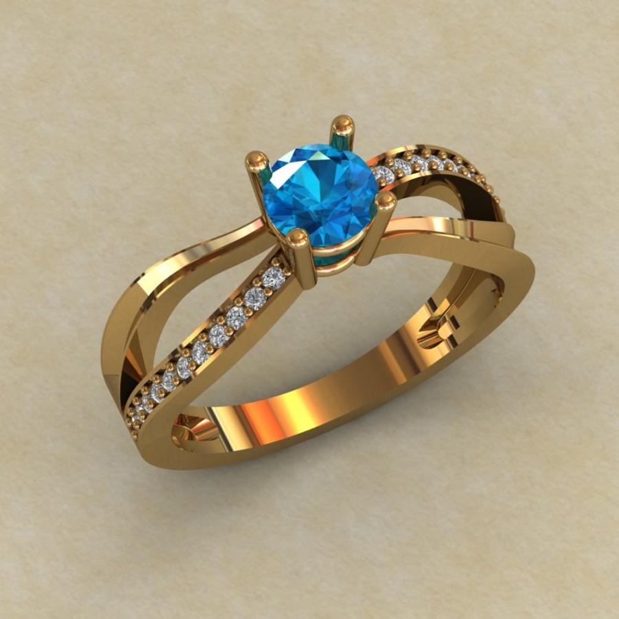 Wedding - Engagement Ring, Exclusive Gold Ring, 14K Solid Gold, Statement Ring, Handmade Ring, Topaz Diamonds Ring, Unique Ring, Gift for girlfriend