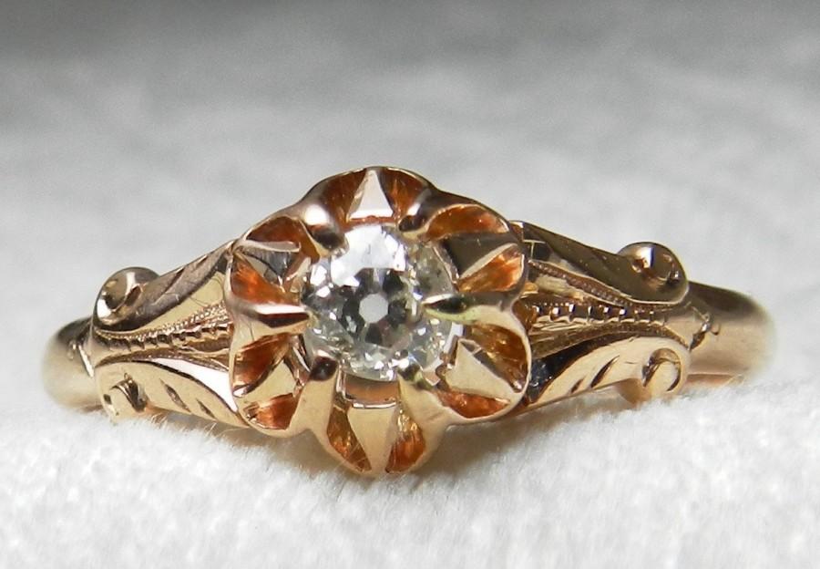 Antique Engagement Ring Victorian Era Mine Cut Diamond 0