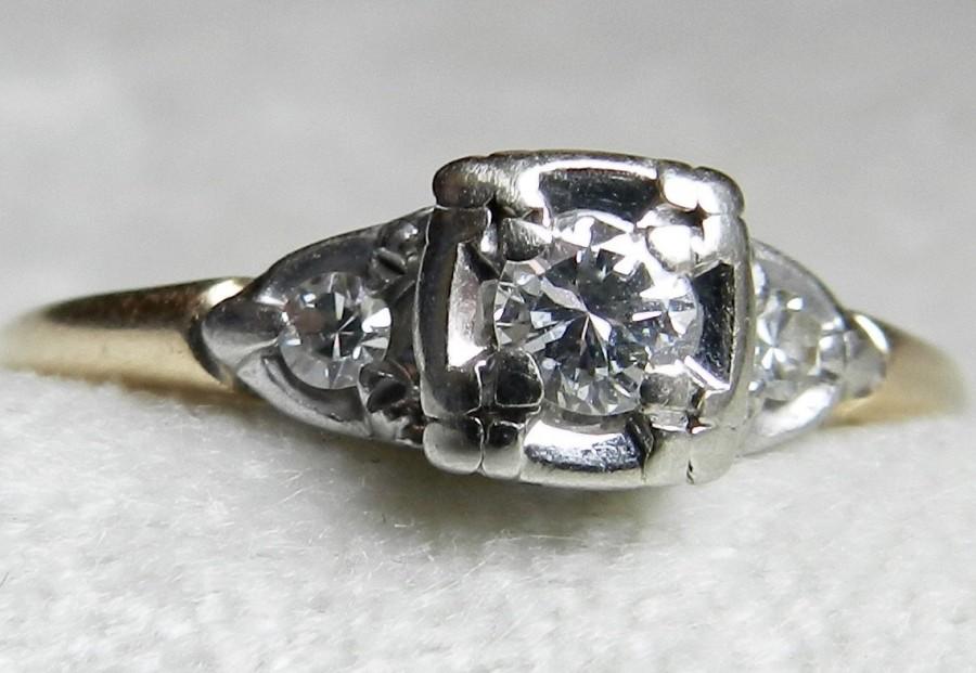 زفاف - Engagement Ring Antique Diamond 14K Platinum Ring Deco Diamond Engagement Ring circa 1930s