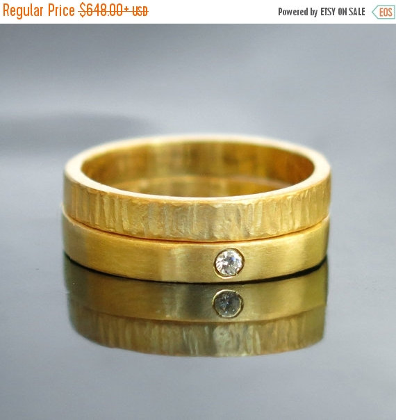 Mariage - 20% sale Engagement wedding ring set, Gold wedding band diamond, Diamond ring band, Engagement ring wedding band set, Bridal set ring Gold b