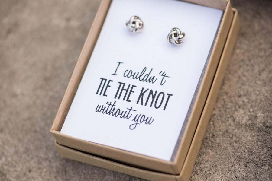Silver/Rose Gold Knot Wedding Earrings I couldn't tie the knot without you 