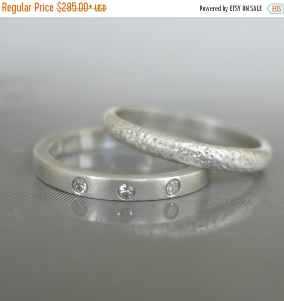 Mariage - 20% sale Modern wedding ring set, Engagement ring set, Modern diamond ring, Diamond ring set, Wedding band set, Unique wedding bands