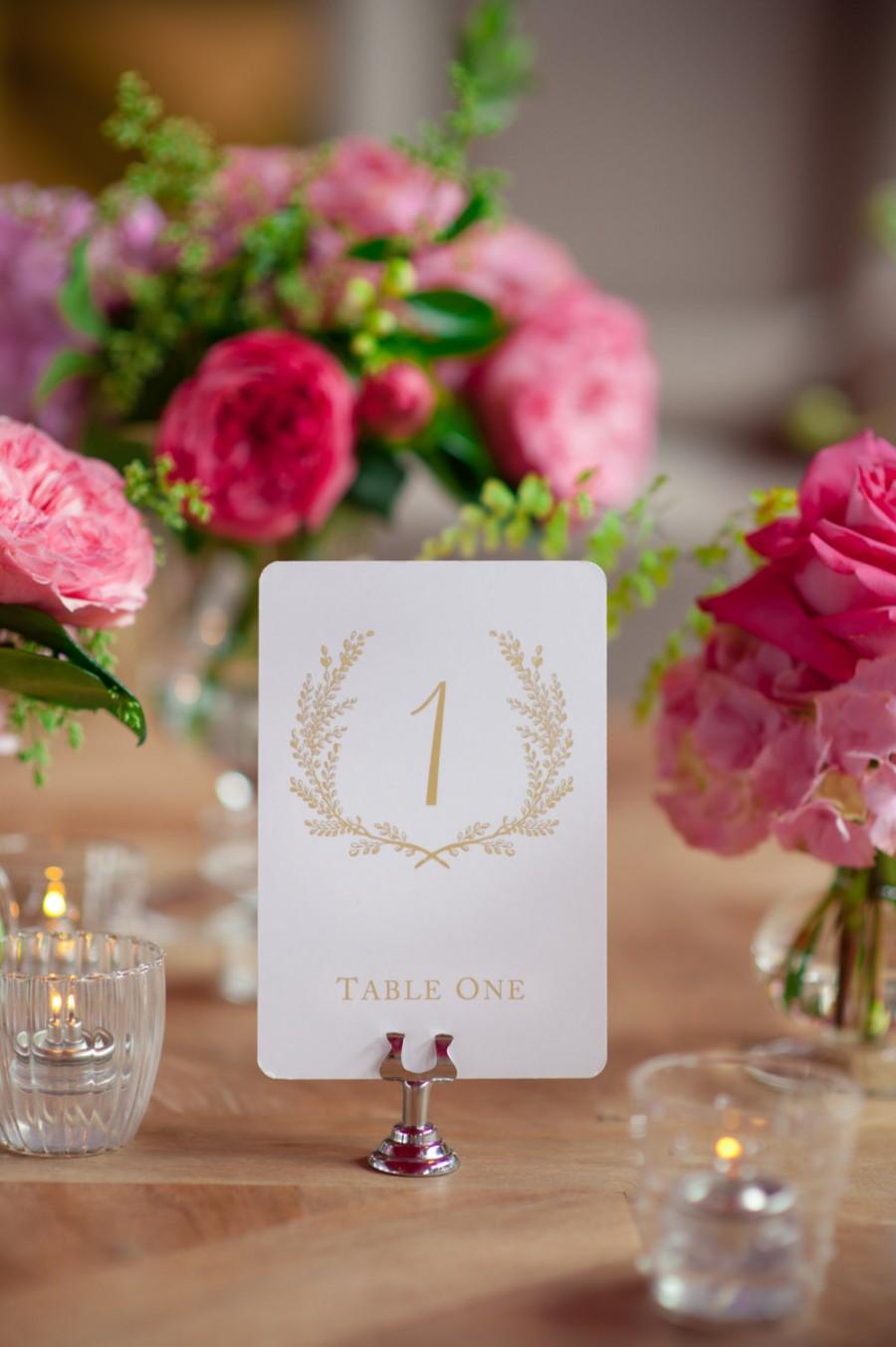 Wedding - Sweet Vintage Wedding Table Number Signs 1-25 - Matte Gold