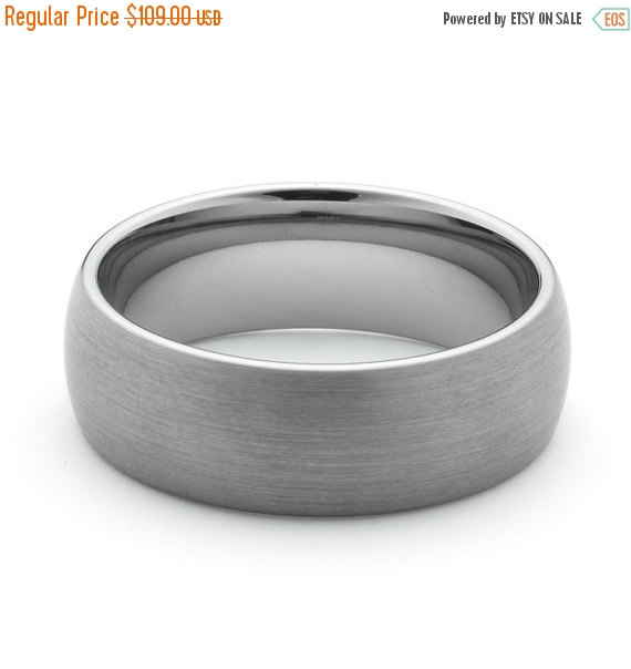 Hochzeit - ON SALE Tungsten Wedding Bands With Brushed Finish Comfort Fit
