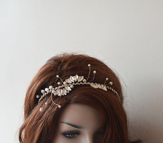 Hochzeit - Wedding Hair Wreaths & Tiaras, Rhinestone and Pearl Tiara, Bridal Headpiece, Wedding Crown, Bridal Hair Accessory, Wedding hair Accessory