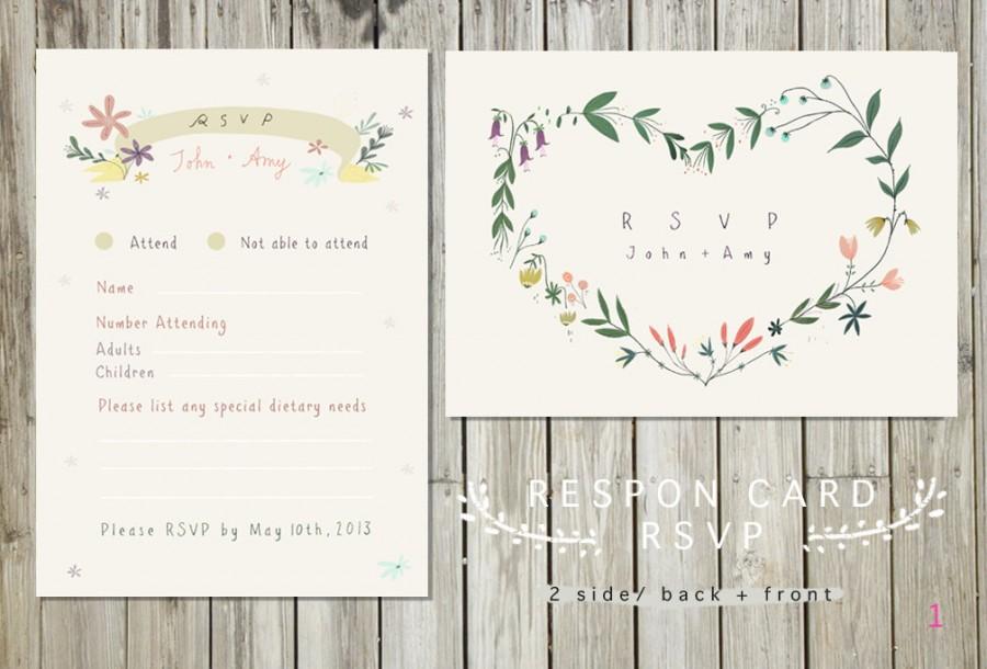 Wedding - Printable RSVP Card- Choice of Postcard or Flat card