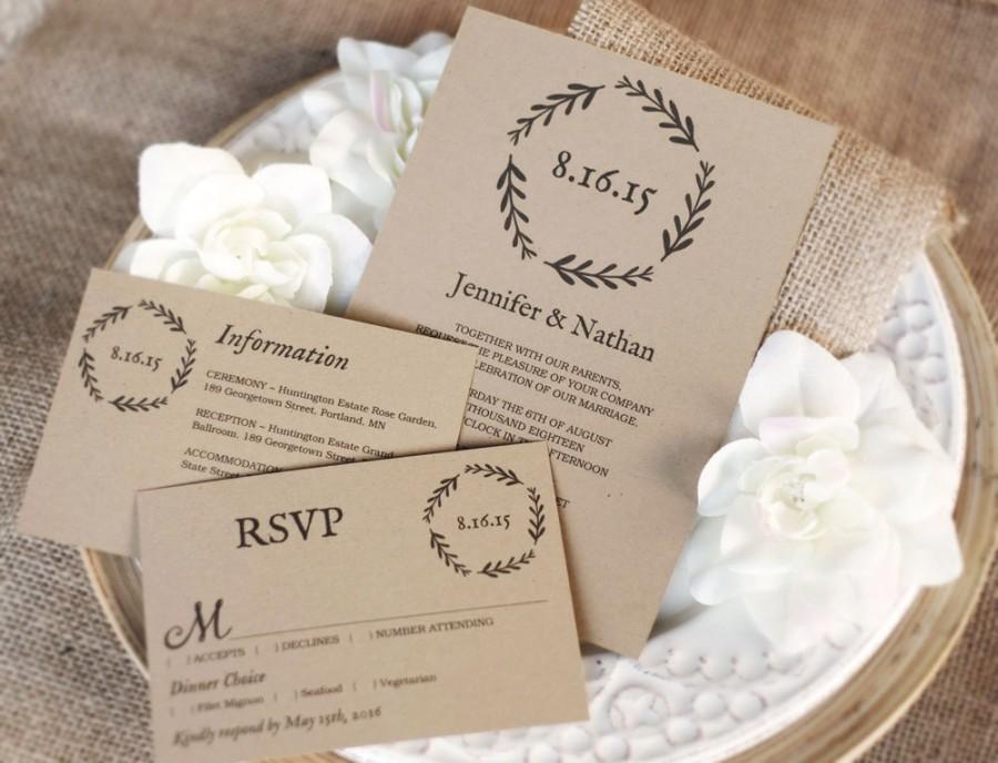 Свадьба - Printable Wedding Invitation template, DIY wedding invitations, I...