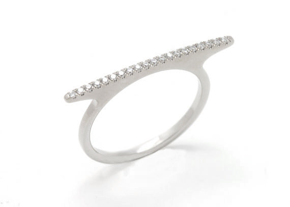 Wedding - 14k White Gold and Diamonds Ring - Diamond Engagement ring