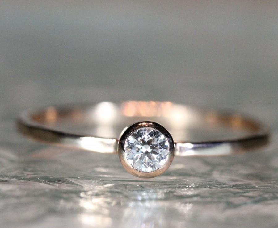 زفاف - Diamond 14K Rose Gold Engagement Ring, Stacking RIng, Gemstone Ring - Made To Order