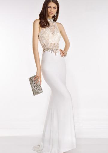 Hochzeit - Buy Australia 2016 Ivory Sheath High Neckline Beaded Lace Satin Floor Length Evening Dress/ Prom Dresses 6590 at AU$178.40 - Dress4Australia.com.au