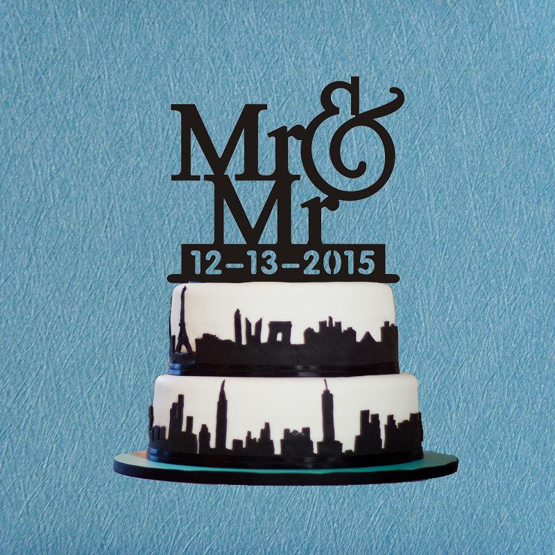 Mariage - Mr and Mr Wedding Cake Topper,Custom Wedding Day Cake Topper,Same Sex Wedding Cake Topper,Gay Cake Topper