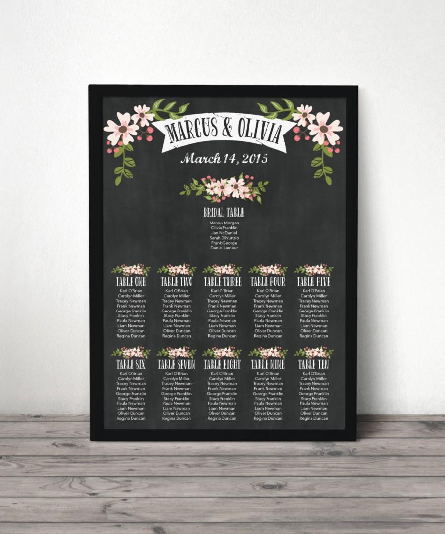 Mariage - Custom Chalkboard Table Arrangement or Seating Sign - Wedding Seating Chart - Chalkboard Table Sign - Seating Assignment