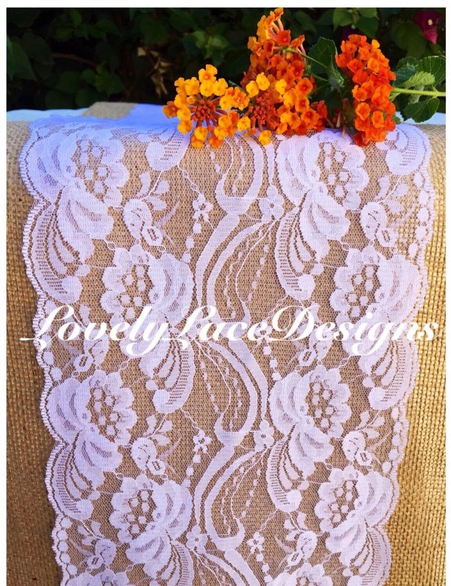 Wedding - White Lace Table Runner, 3ft to 10ft long x 7" wide/ Rustic Decor/Wedding Decor/ weddings/ Overlay/Home Decor/Ends Not SEWN