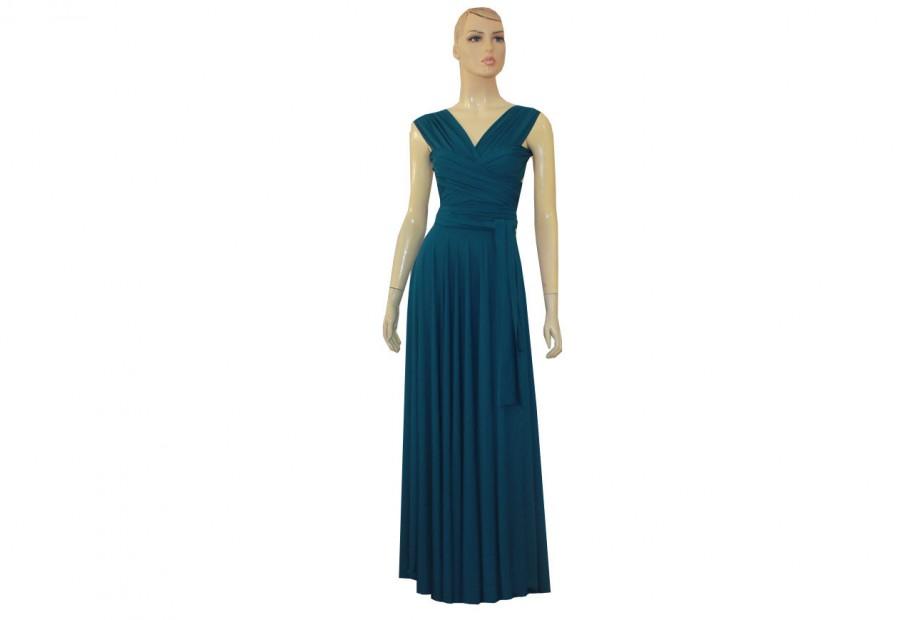 Mariage - Teal Convertible Bridesmaid Dress Maxi Wrap Infinity Dress