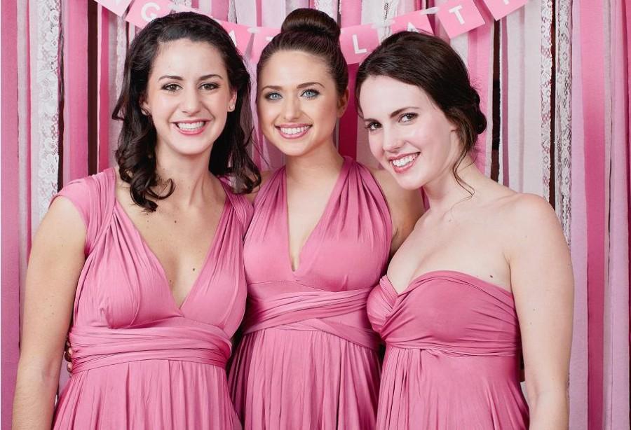 Hochzeit - Dusty Rose Pink Bridesmaid Dress - Convertible Infinity Wrap