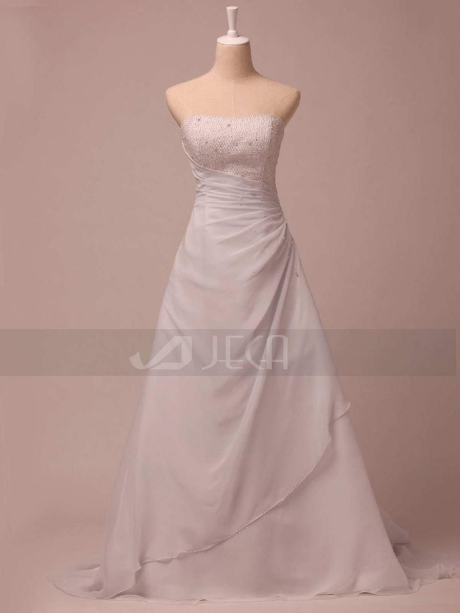 Hochzeit - Stunning Beaded Chiffon Wedding Dress Beach Wedding Dress Casual Wedding Dress Summer Wedding Gown