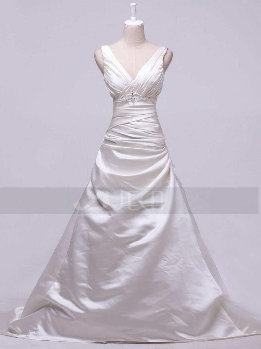 زفاف - A-line V Neckline Backless Chic Wedding Dress