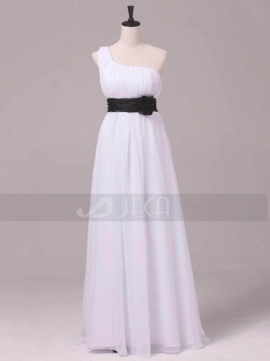 زفاف - Grecian Style Black & White Wedding Gown Maternity Wedding Dress For An Outdoor Wedding