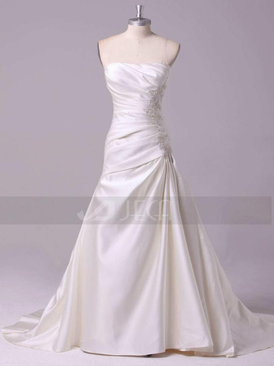 Hochzeit - Chic & Simple Satin Wedding Dress Available in Plus Sizes
