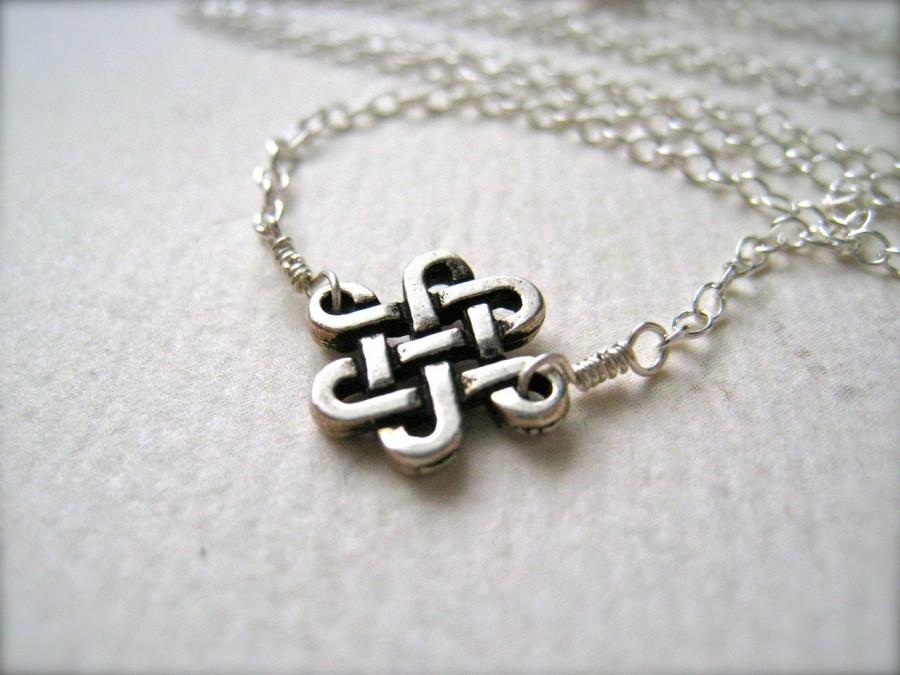زفاف - The Knot Necklace - celtic knot silver necklace, sterling silver knot necklace, endless knot necklace, bridal, handmade, N05S