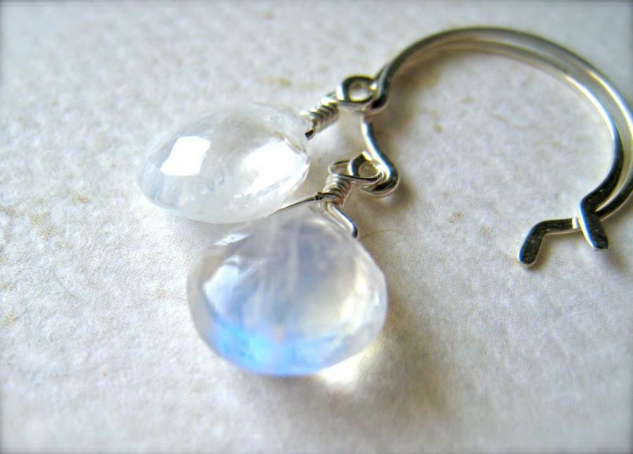 Hochzeit - Moon Shadow Earrings - rainbow moonstone earrings, white moonstone earrings, sterling silver, ethereal earrings, wedding jewelry, DE18