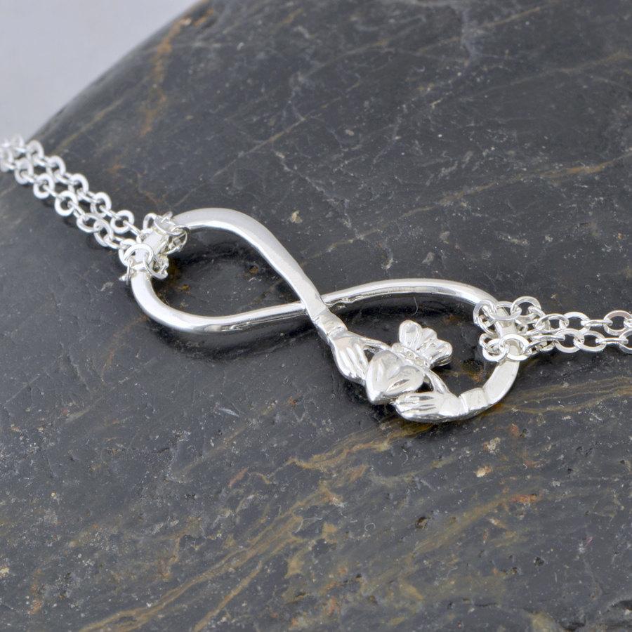 زفاف - Claddagh Infinity Bracelet - Claddagh Jewelry - Silver Claddagh Bracelet - Infinity Jewelry - Friendship Bracelet