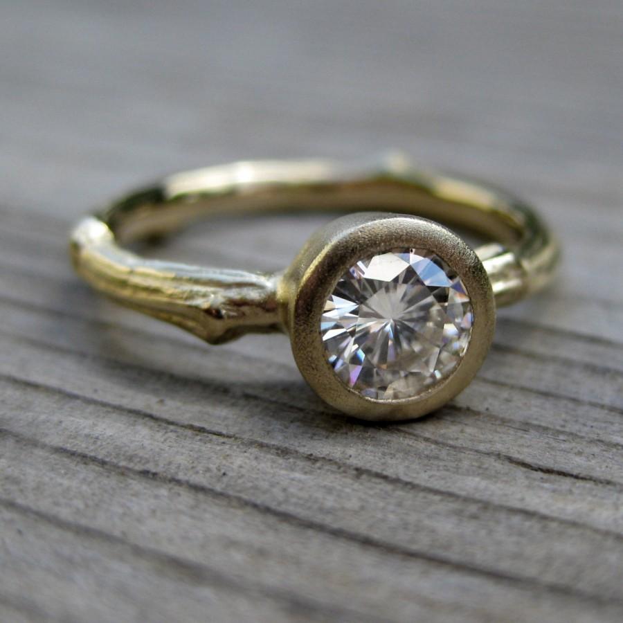 زفاف - Moissanite Twig Engagement Ring: Recycled Gold; Half-Carat Forever Brilliant ™