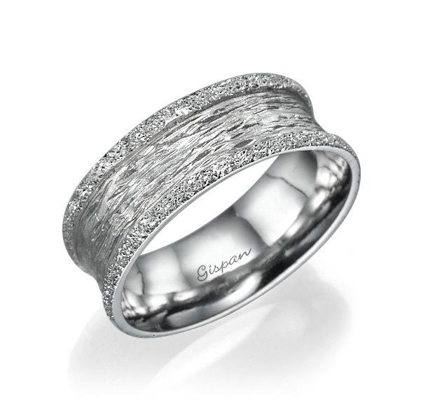 زفاف - Unique Wedding Ring White Gold Glitter Texture, Woman Ring, Glitter Ring, Matte Ring, Wedding Band, Round Ring, Gift, Rings, Art Deco Ring