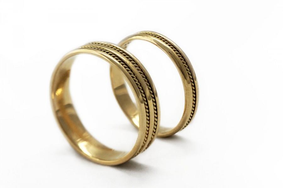 Hochzeit - Gold wedding ring sets - Braided bands -Wedding band for men - Filigran handmade rings - Wedding bands-Unique bands -Matching wedding bands