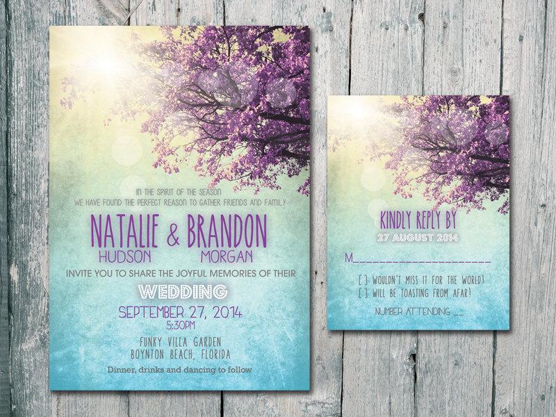 Wedding - Digital - Printable Files - You are My Sunshine - Summer Wedding Invitation and Reply Card Set - Wedding Stationery - ID401