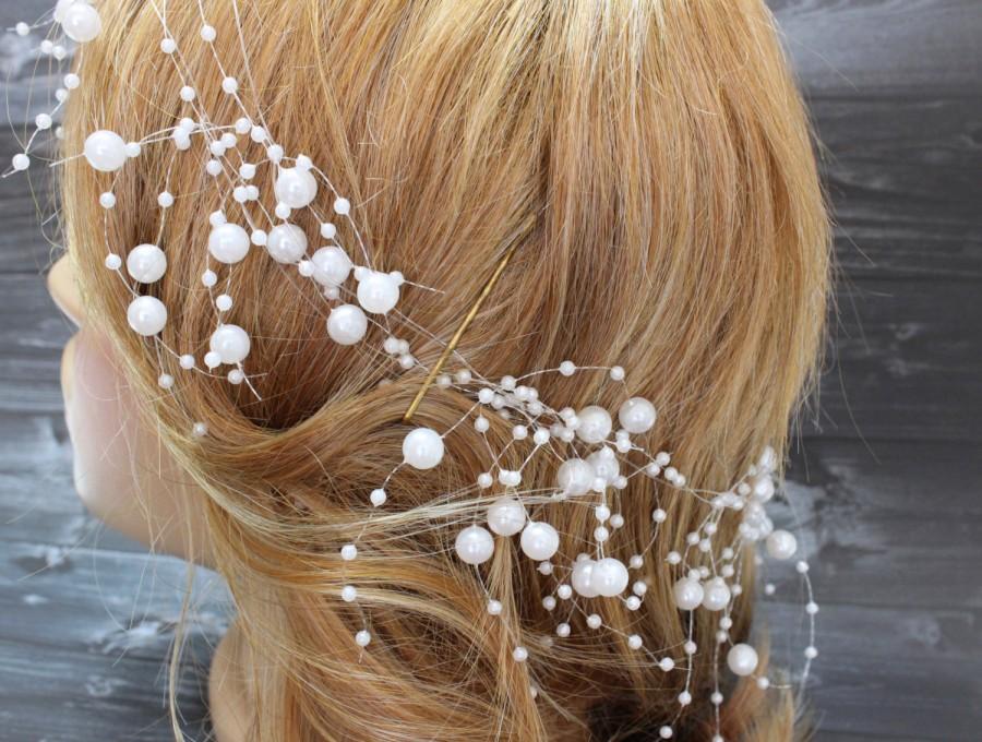 Свадьба - Adjustable Pearl Headband, Wedding Pearl headband, Pearl Bridal Hair, Wedding Hair Accessories, Pearl Wedding, Free style