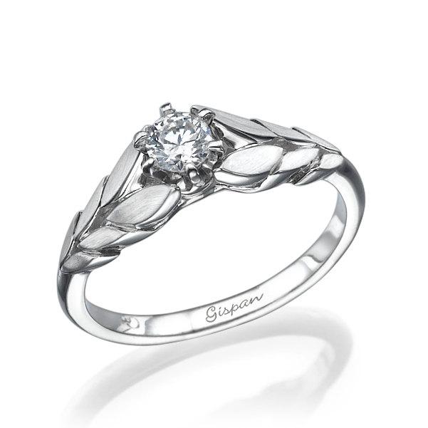 Свадьба - Leaf Engagement Ring Diamond Engagement Ring Vintage Engagement Ring Diamond Ring Wedding Ring Art Deco Ring Bridal Jewelry Gold Ring