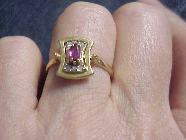 زفاف - Ring Ruby Diamond 14K- Ring  c1900-1910   SAME DAY SHIP & Coupon Discount Available
