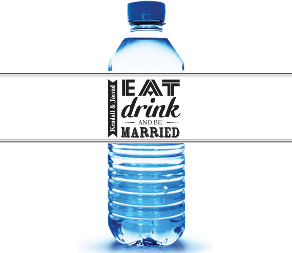 Wedding - Eat Drink and Be Married Wedding Water Bottle Labels - Wedding Water Labels - (25 qty)
