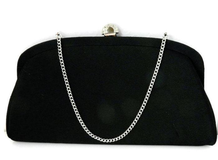 Wedding - SALE Vintage Black Clutch Designer Vintage Clutch Bridal Clutch Cocktail Purse Elegant Formal Handbag Evening Bag