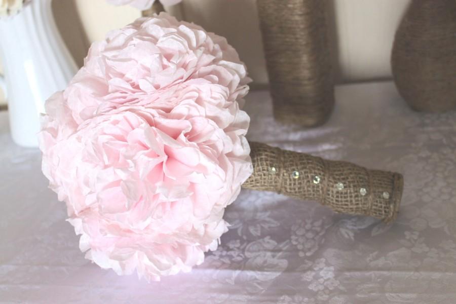 Wedding - Light Pink and Burlap Paper Flower Bouquet