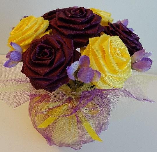 Hochzeit - CREATE YOUR OWN Cutie Pot Ribbon Flower Centerpiece for Wedding/ Bridal Shower/ Baby Shower/ Sweet 16/ Housewarming/ Home Decor